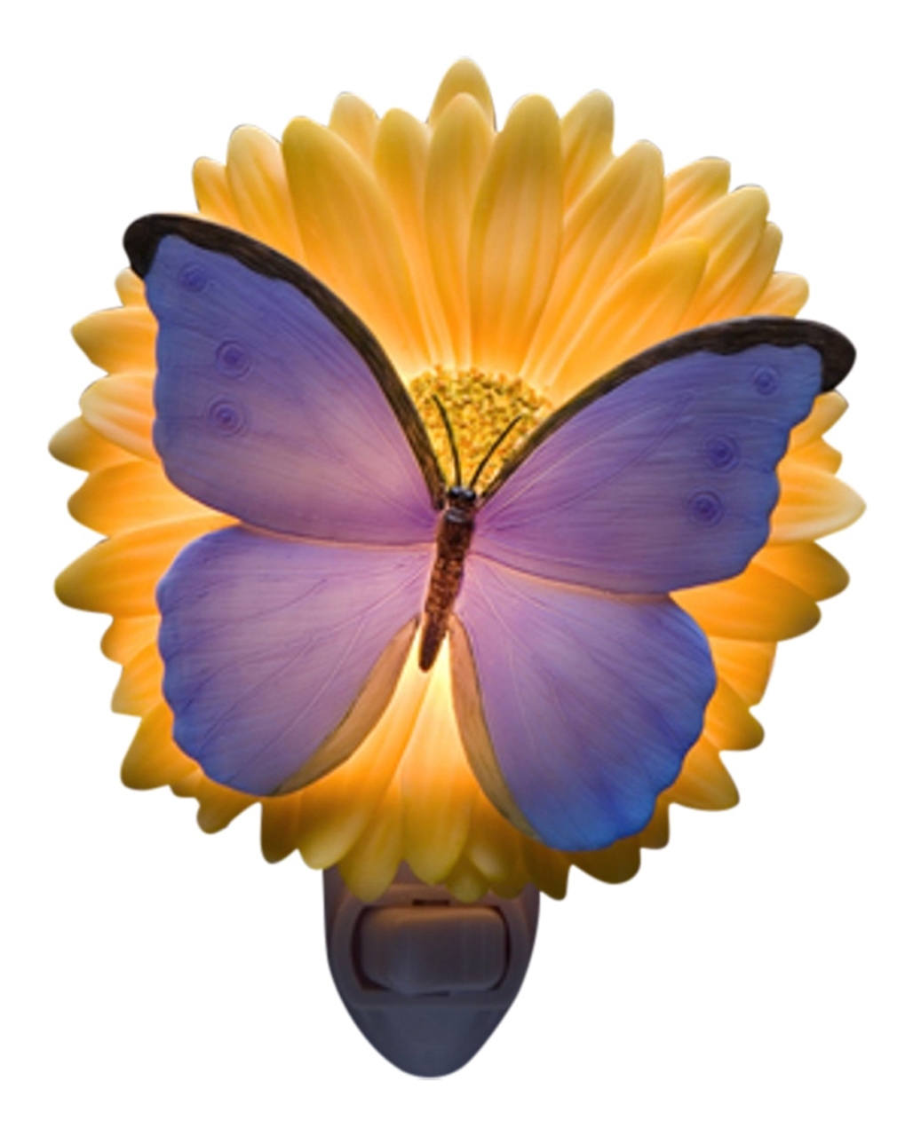 Blue Butterfly and Gerber Daisy Floral Night Light
