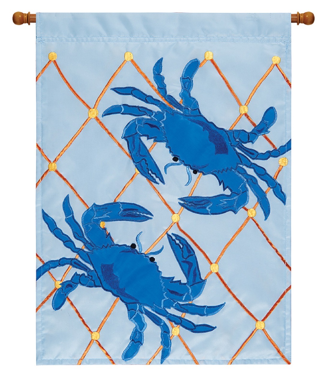 Double Appliqued Blue Crabs 18 X 13 Inch Polyester Garden Flag