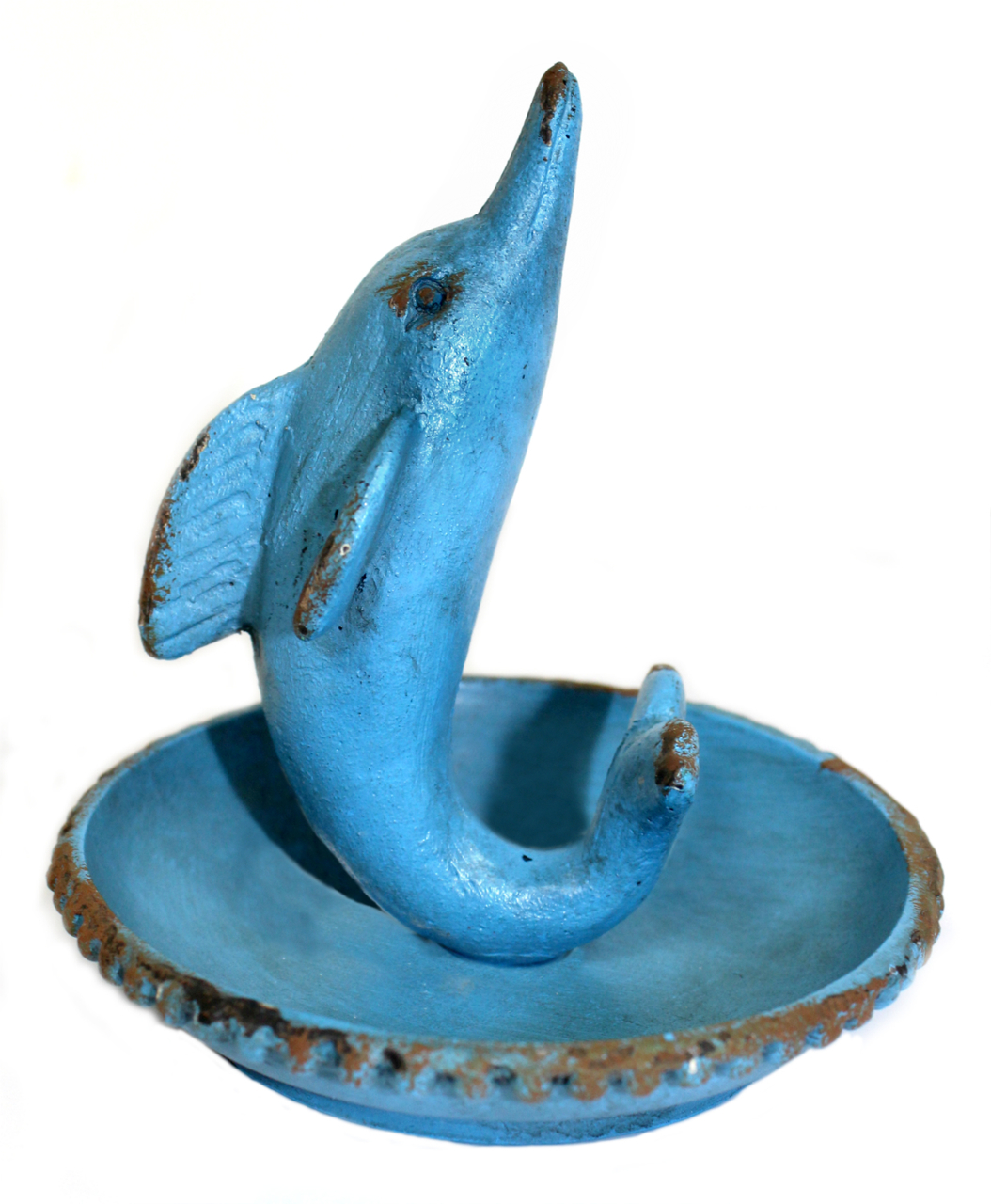 Blue Dolphin Jewelry Holder or Trinket Dish Painted Metal