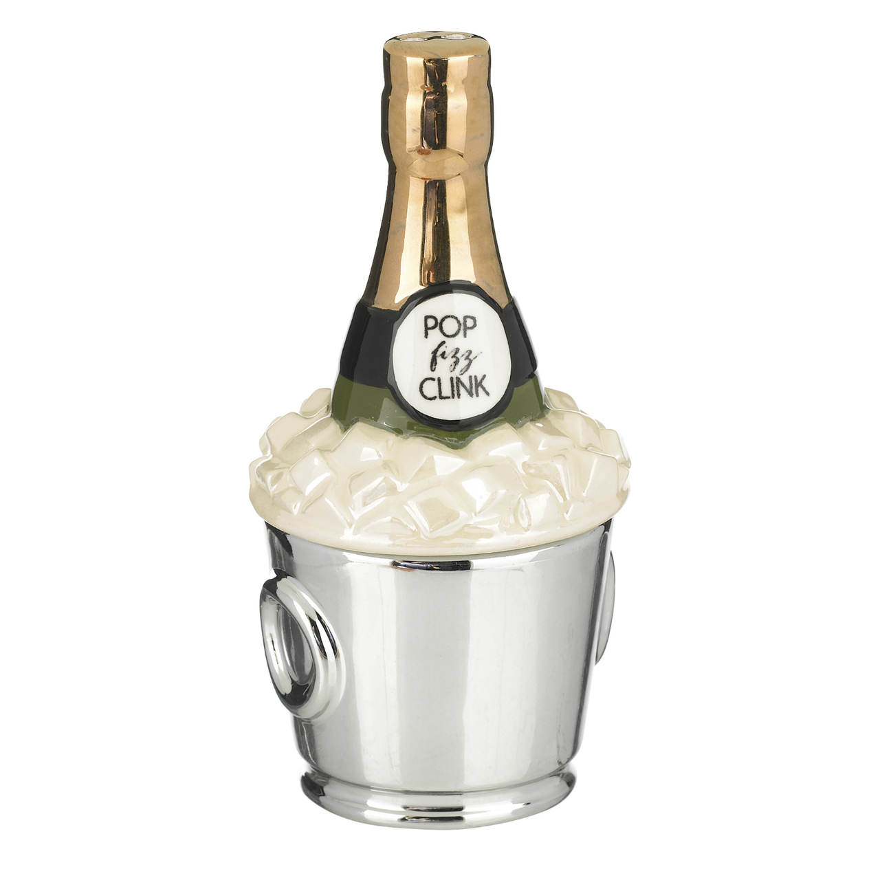Champagne on Ice Holiday Festivity Stacking Salt and Pepper Shakers Set