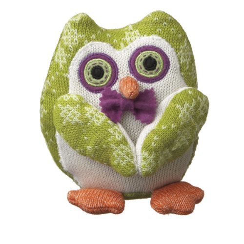 Trisha Lime Green Owl Knit Fabric Stuffed Animal Plush