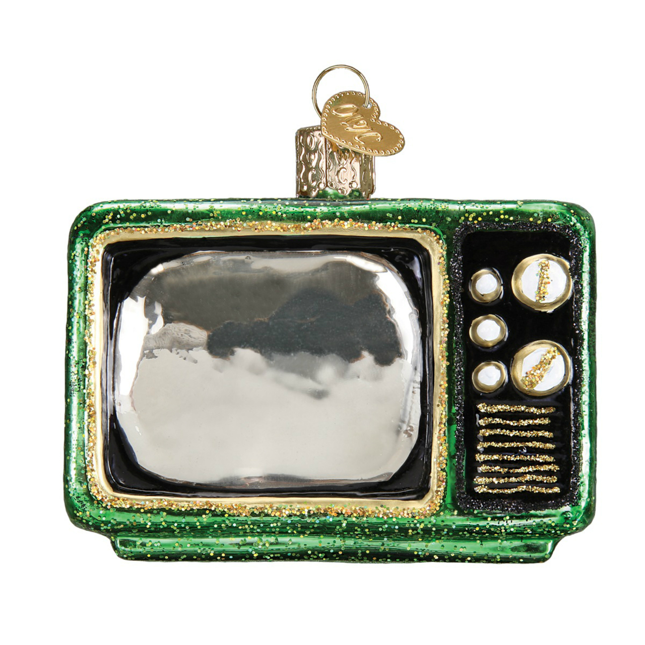 Retro Look Tube TV Christmas Holiday Ornament Glass 2.5 Inches